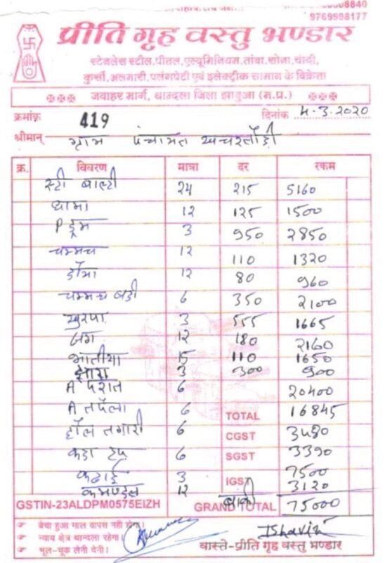 झाबुआ : बर्तन लाये नही ओर फर्जी बिल लगाकर खच्चरटोडी सचिव किशोर कटारा ने निकाल लिये 75 हजार